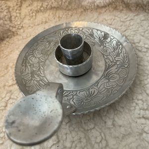 Vintage forced aluminum candle holder - Intaglio Design EMP Co.